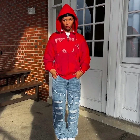 Red Camo Telfar Zip Up Hoodie